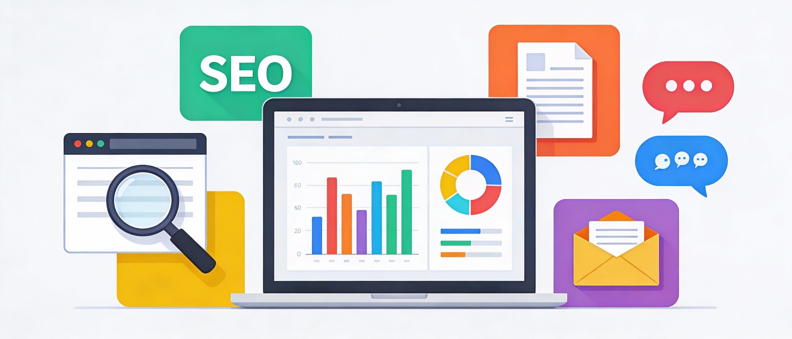  including SEO, content marketing, social media, and email marketing strategies